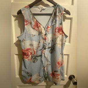 CLOE top, blue floral print, size xl